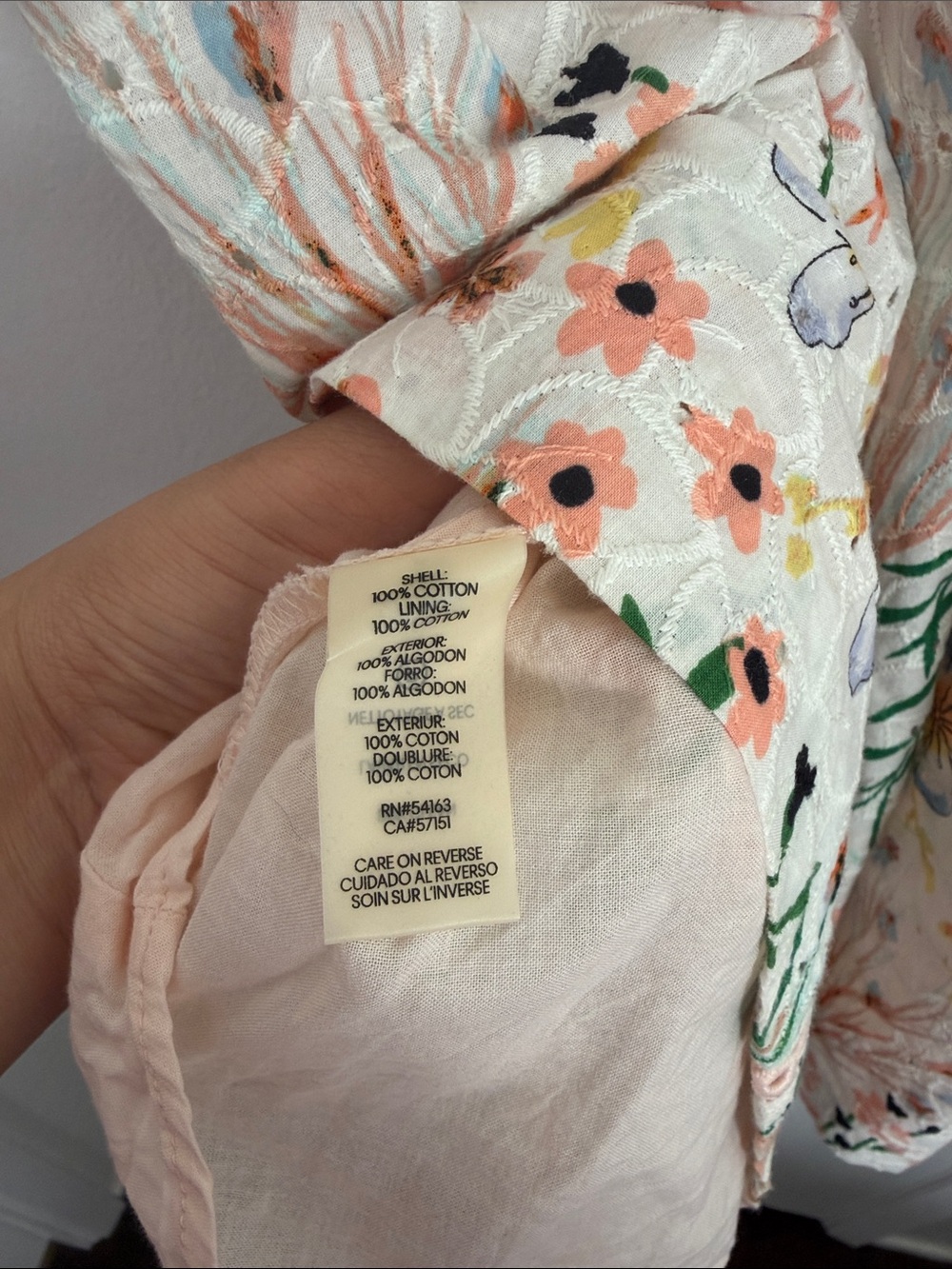 Calvin Klein Cream Dress with Peach and Blue Floral Print - Picture 6 of 7